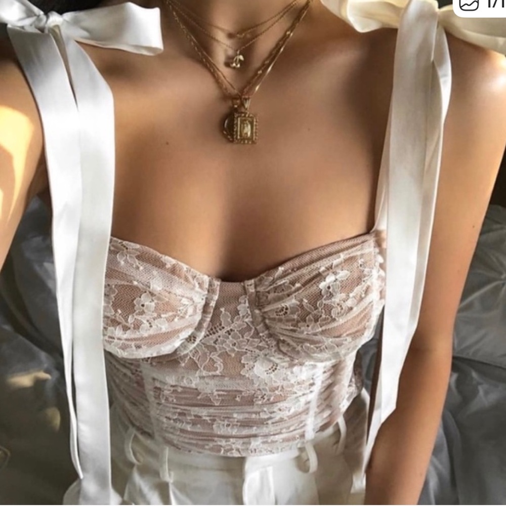 For Love & Lemons Dolly Lace Bustier Top